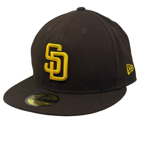 San Diego Padres Brown Gold 59FIFTY New Era Fitted Hat Size 6 7/8 MLB Cap - Picture 1 of 7